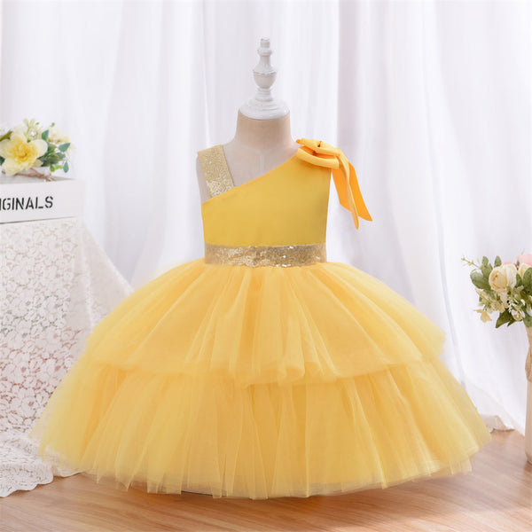 Yellow Color Net Party Wear Kids Baby Frock