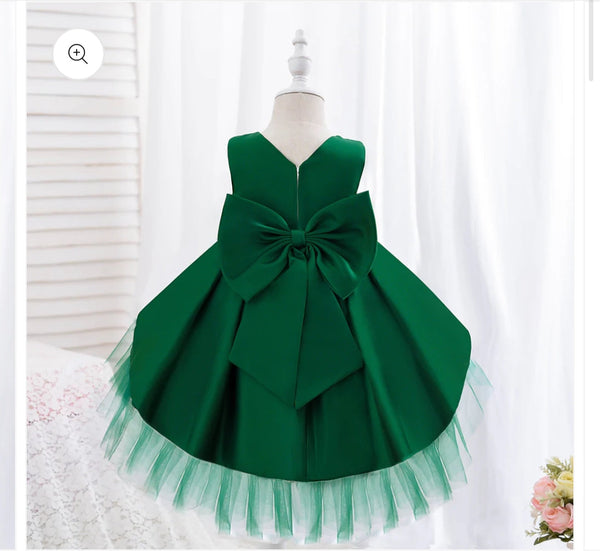 Baby proud Dark Green Color Sleeveless Kids Baby Frock