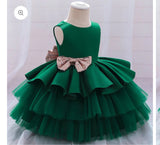 Baby Proud Dark Green Kids party Wear Dress