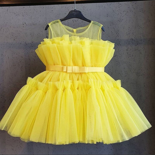 Yellow Color Net Party Wear Kids Baby Frock